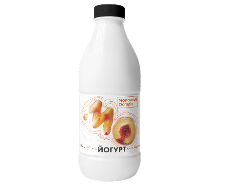 Йогурт персиковий з цукром 1,5% Молочний острів (пляшка) 900 гр